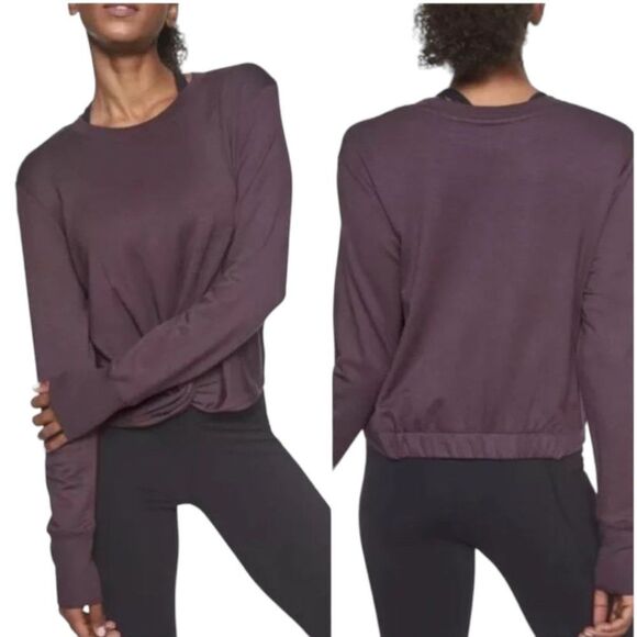 ATHLETA Twist Front Coaster Cropped Sweatshirt Purple Size Small - Picture 1 of 10